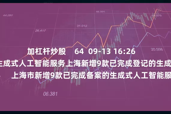 加杠杆炒股    64  09-13 16:26     上海新增9款已完成登记的生成式人工智能服务上海新增9款已完成登记的生成式人工智能服务    0  09-11 19:04     上海市新增9款已完成备案的生成式人工智能服务上海市新增9款已完成备案的生成式人工智能服务    16  08-28 15:27     一财最热      点击关闭